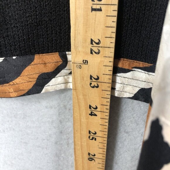 Vintage Anne Crimmins  Sweater Womens Small Black Cheetah Print Career Scarf 80s - Picture 5 of 16